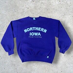 Vtg 90s Russell Athletic Northern Iowa Panthers UNI Crewneck Sweatshirt Large